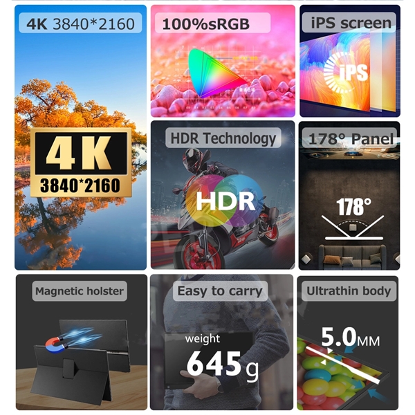 4K Portable HD USB-C Monitor - 4K Portable HD USB-C Monitor - Image 5 of 7