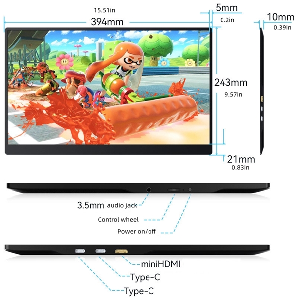 17.3" 1080P 240Hz 3ms Portable Gaming Monitor - 17.3" 1080P 240Hz 3ms Portable Gaming Monitor - Image 4 of 4
