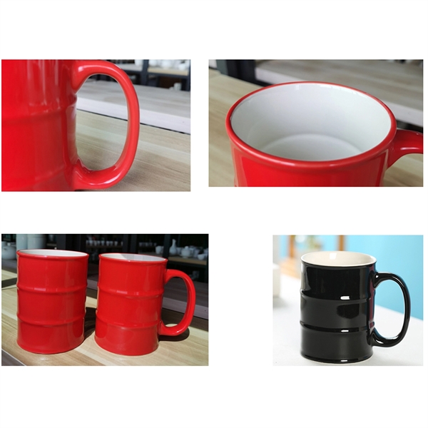 15 Oz Ceramic C-Handle Mug Oil Drum Shape - 15 Oz Ceramic C-Handle Mug Oil Drum Shape - Image 1 of 3