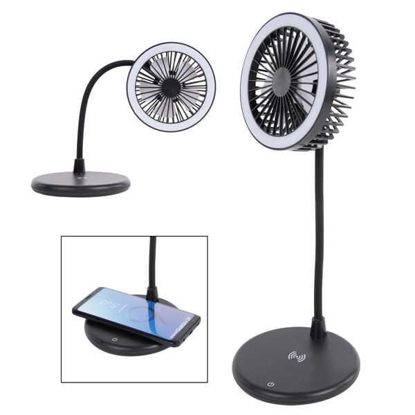 Desktop Fan With Ring Light & Wireless Charger - Desktop Fan With Ring Light & Wireless Charger - Image 1 of 2