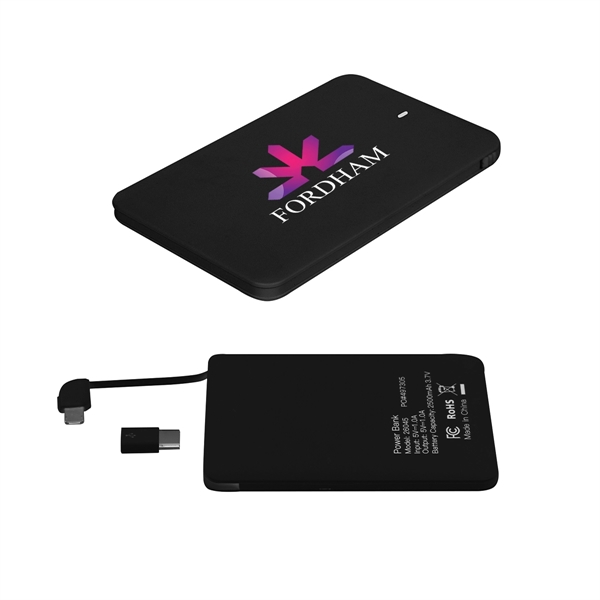 Slim 2500 MAH 3-In-1 Power Bank - Slim 2500 MAH 3-In-1 Power Bank - Image 1 of 6