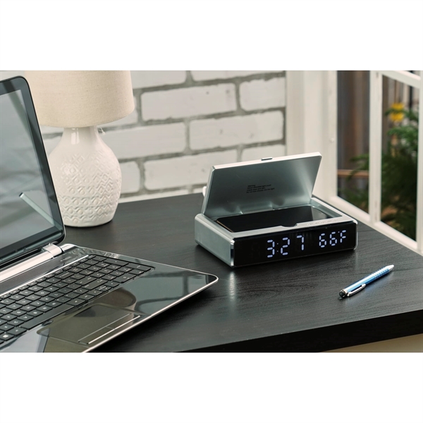 UV Sanitizer Desk Clock with Wireless Charging - UV Sanitizer Desk Clock with Wireless Charging - Image 0 of 0