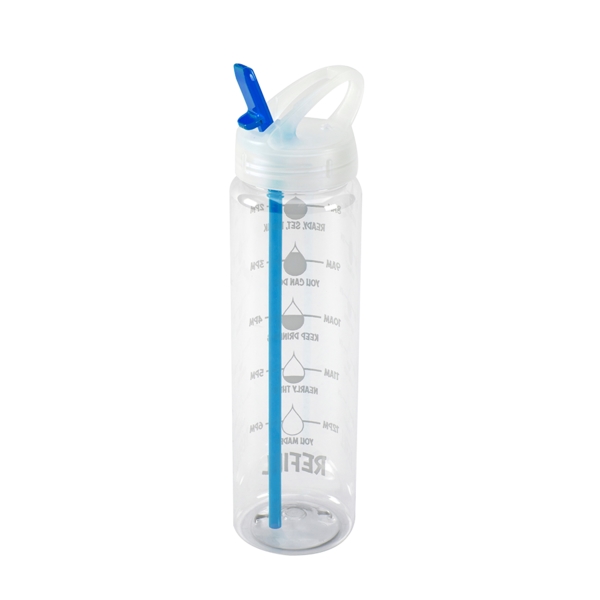 Custom Water Bottle with Flip Up Spout & Hydration Mark - 32 Oz.
