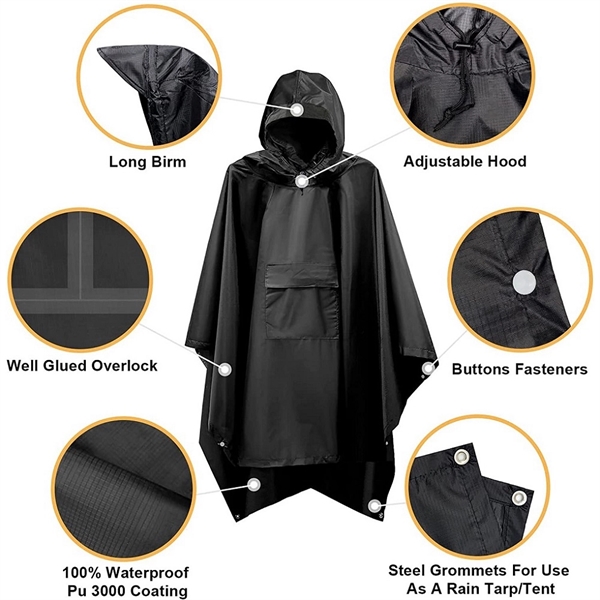 3 in 1 Hooded Rain Poncho - 3 in 1 Hooded Rain Poncho - Image 1 of 4