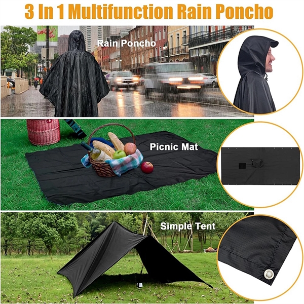 3 in 1 Hooded Rain Poncho - 3 in 1 Hooded Rain Poncho - Image 2 of 4