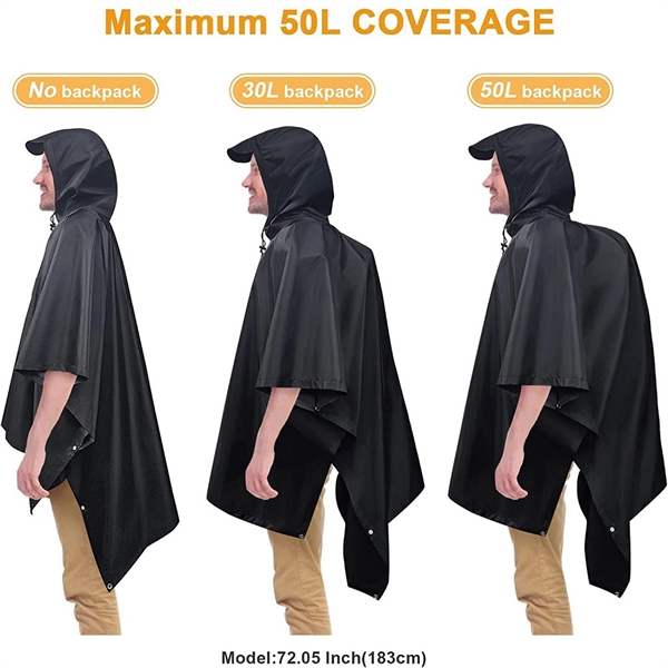 3 in 1 Hooded Rain Poncho - 3 in 1 Hooded Rain Poncho - Image 3 of 4