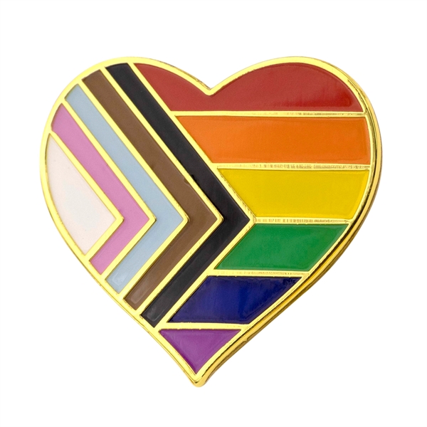 Progress Pride Rainbow Heart Lapel Pin - Progress Pride Rainbow Heart Lapel Pin - Image 1 of 2