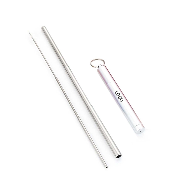 Collapsible Stainless Steel Reusable Straw with Case - Collapsible Stainless Steel Reusable Straw with Case - Image 0 of 3