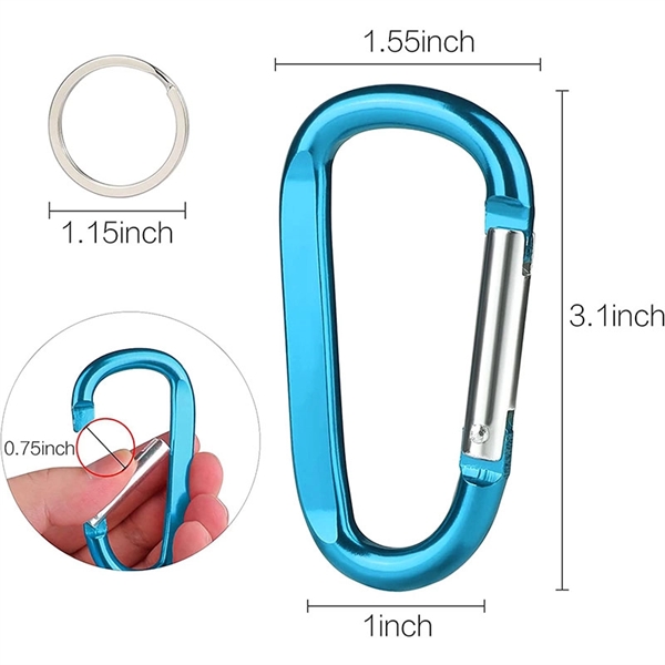 3inches Large Aluminum D Ring Carabiner Keychain Hook - 3inches Large Aluminum D Ring Carabiner Keychain Hook - Image 0 of 3