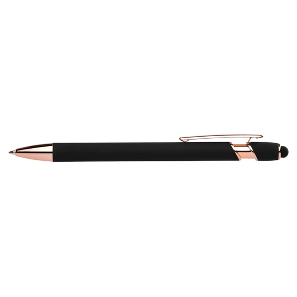 Stylus-4562 Soft Touch Ballpoint Pen with Rose Gold Accents - Stylus-4562 Soft Touch Ballpoint Pen with Rose Gold Accents - Image 5 of 6