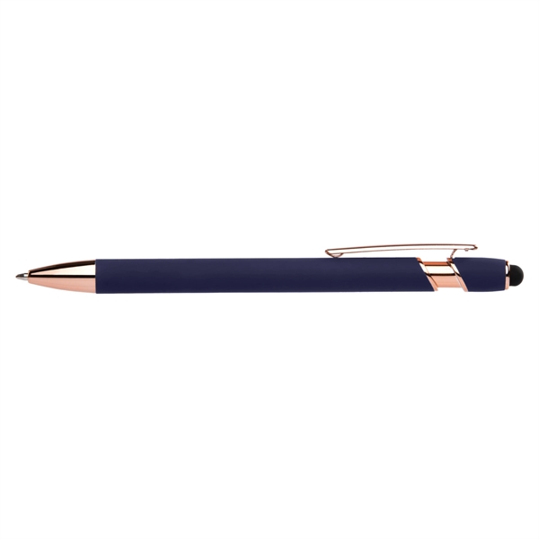 Stylus-4562 Soft Touch Ballpoint Pen with Rose Gold Accents - Stylus-4562 Soft Touch Ballpoint Pen with Rose Gold Accents - Image 1 of 6
