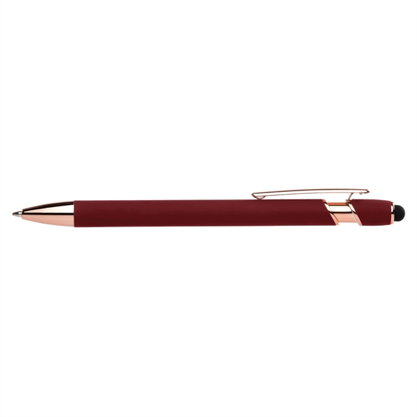 Stylus-4562 Soft Touch Ballpoint Pen with Rose Gold Accents - Stylus-4562 Soft Touch Ballpoint Pen with Rose Gold Accents - Image 3 of 6