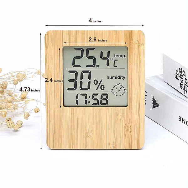 Bamboo Indoor Hygrometer & Thermometer Weather Clock - Bamboo Indoor Hygrometer & Thermometer Weather Clock - Image 1 of 5