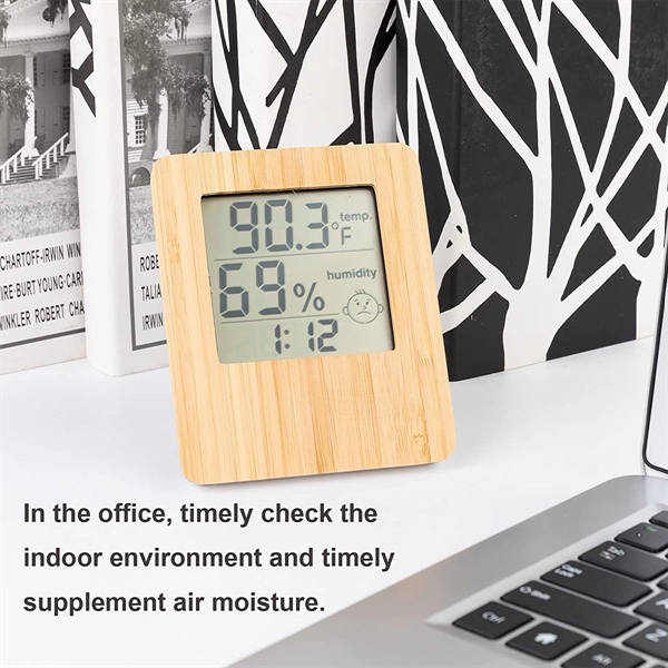 Bamboo Indoor Hygrometer & Thermometer Weather Clock - Bamboo Indoor Hygrometer & Thermometer Weather Clock - Image 3 of 5