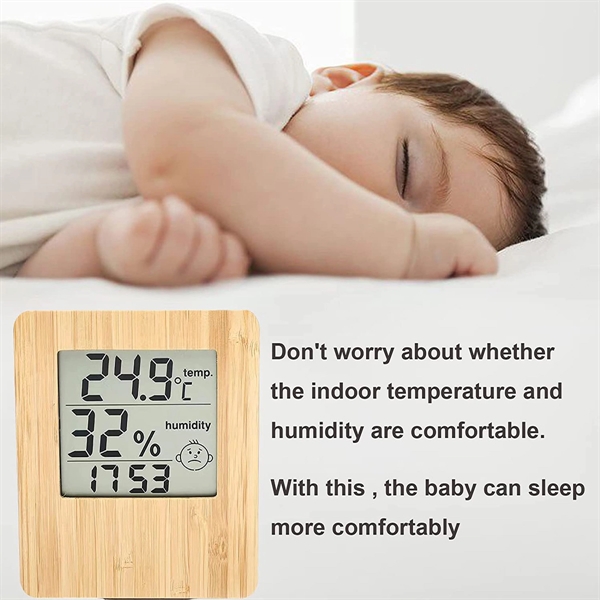 Bamboo Indoor Hygrometer & Thermometer Weather Clock - Bamboo Indoor Hygrometer & Thermometer Weather Clock - Image 4 of 5