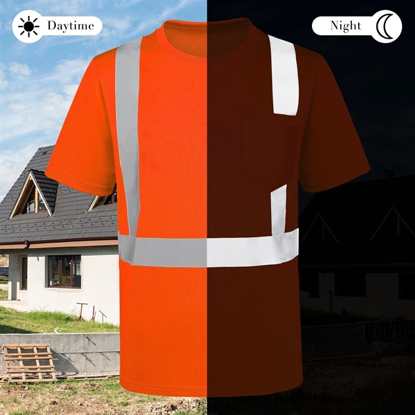 4 Oz. Class 2 Short Sleeve Hi Vis Reflective Safety T-Shirt - 4 Oz. Class 2 Short Sleeve Hi Vis Reflective Safety T-Shirt - Image 1 of 5