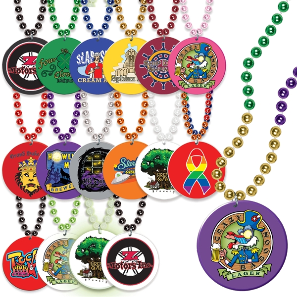Mardi Gras Beads with Decal on Medallion - Mardi Gras Beads with Decal on Medallion - Image 0 of 0