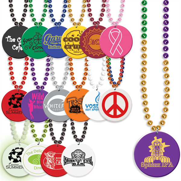 Mardi Gras Beads with Imprinted Medallion - Mardi Gras Beads with Imprinted Medallion - Image 0 of 0
