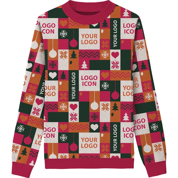 Custom Cotton Blend Jacquard Ugly Christmas Sweater - Custom Cotton Blend Jacquard Ugly Christmas Sweater - Image 1 of 10