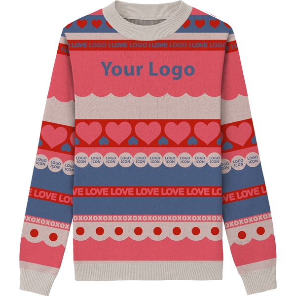 Custom Cotton Blend Jacquard Valentine's Day Sweater - Custom Cotton Blend Jacquard Valentine's Day Sweater - Image 5 of 10