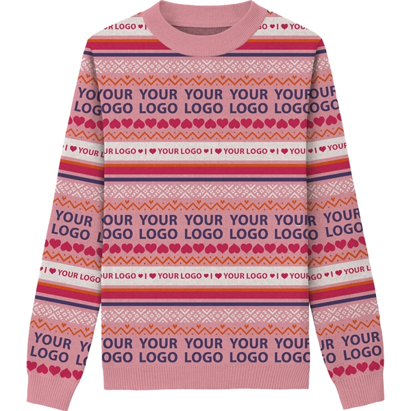 Custom Cotton Blend Jacquard Valentine's Day Sweater - Custom Cotton Blend Jacquard Valentine's Day Sweater - Image 1 of 10