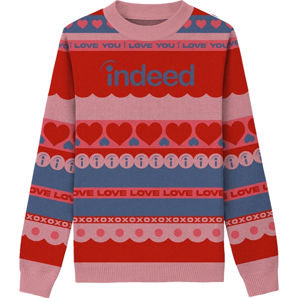 Custom Cotton Blend Jacquard Valentine's Day Sweater - Custom Cotton Blend Jacquard Valentine's Day Sweater - Image 2 of 10