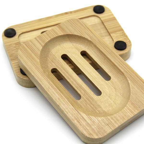 Natural Bamboo Soap Holder with Drain Slot - Natural Bamboo Soap Holder with Drain Slot - Image 3 of 4