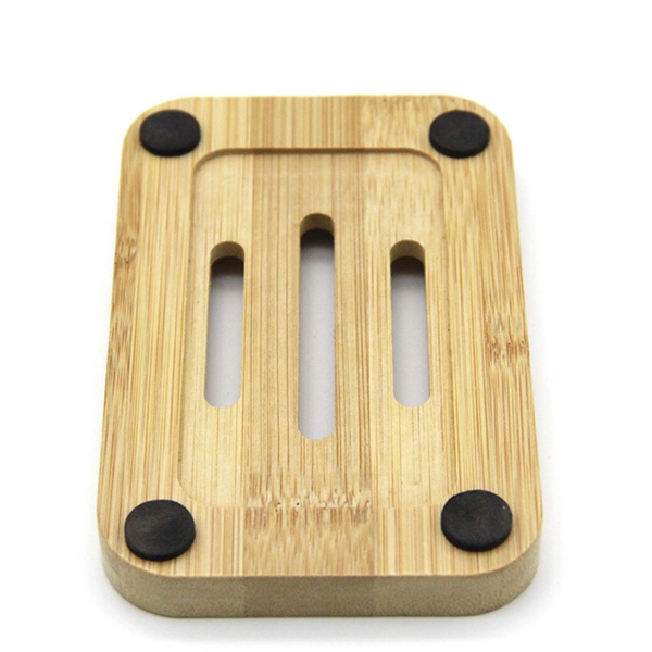 Natural Bamboo Soap Holder with Drain Slot - Natural Bamboo Soap Holder with Drain Slot - Image 4 of 4