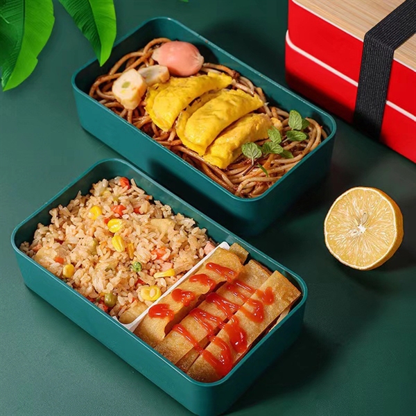 Bamboo Lid Double Bento Box Set - Bamboo Lid Double Bento Box Set - Image 1 of 8