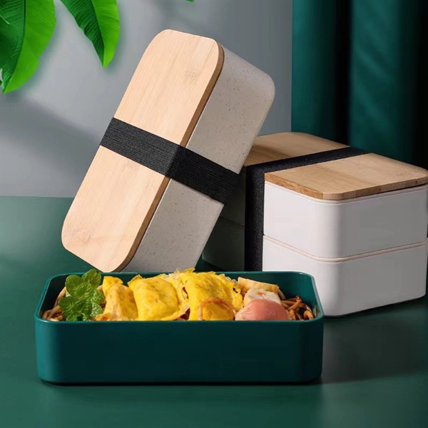 Bamboo Lid Double Bento Box Set - Bamboo Lid Double Bento Box Set - Image 3 of 8