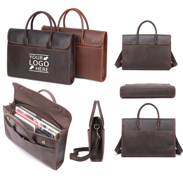 13.3" Laptop Genuine Resistance Leather Briefcase Bag - 13.3" Laptop Genuine Resistance Leather Briefcase Bag - Image 0 of 4