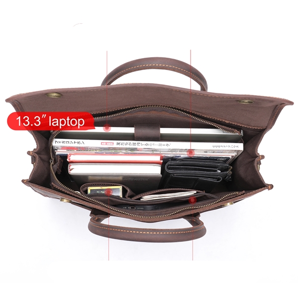 13.3" Laptop Genuine Resistance Leather Briefcase Bag - 13.3" Laptop Genuine Resistance Leather Briefcase Bag - Image 3 of 4
