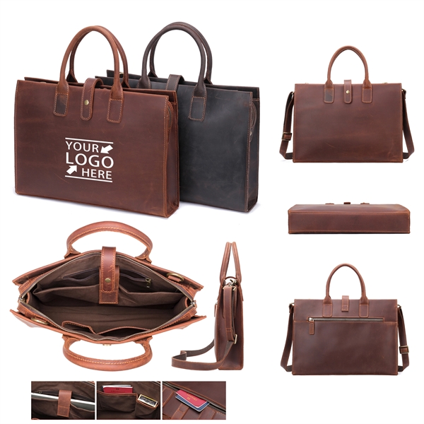 Genuine Leather Briefcase Shoulder Bag for Women & Men - Genuine Leather Briefcase Shoulder Bag for Women & Men - Image 0 of 3