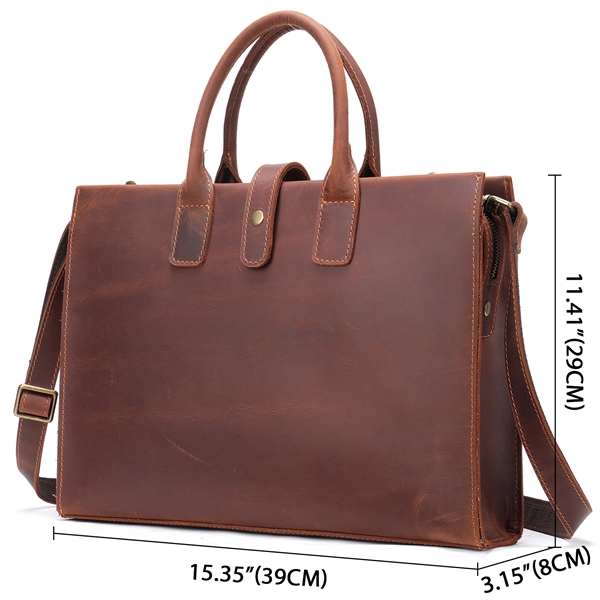 Genuine Leather Briefcase Shoulder Bag for Women & Men - Genuine Leather Briefcase Shoulder Bag for Women & Men - Image 1 of 3