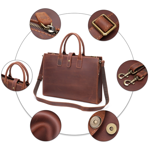 Genuine Leather Briefcase Shoulder Bag for Women & Men - Genuine Leather Briefcase Shoulder Bag for Women & Men - Image 2 of 3
