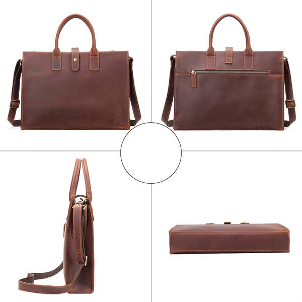 Genuine Leather Briefcase Shoulder Bag for Women & Men - Genuine Leather Briefcase Shoulder Bag for Women & Men - Image 3 of 3
