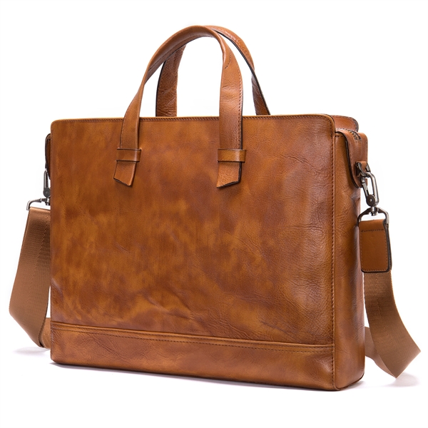 Crazy Horse Leather Briefcase Shoulder Bag - Crazy Horse Leather Briefcase Shoulder Bag - Image 2 of 3