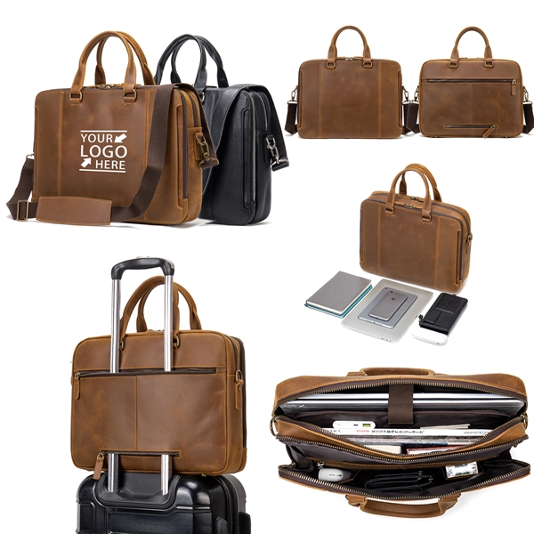 15.6 Inch Laptop Crazy Horse Leather Travel Messenger Bag - 15.6 Inch Laptop Crazy Horse Leather Travel Messenger Bag - Image 0 of 4