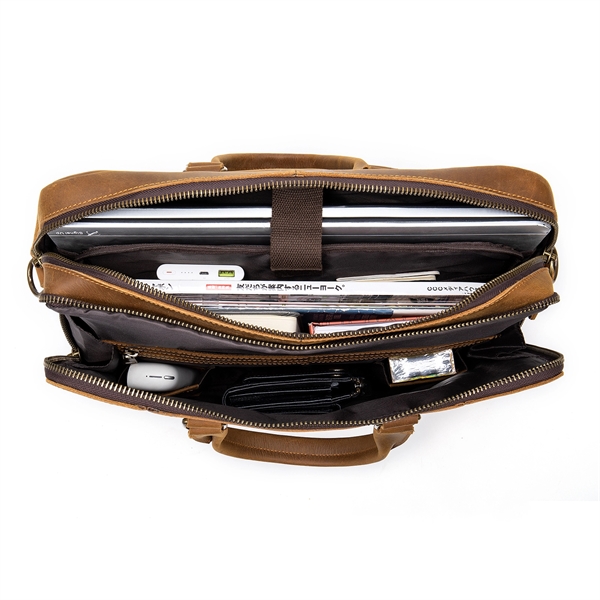 15.6 Inch Laptop Crazy Horse Leather Travel Messenger Bag - 15.6 Inch Laptop Crazy Horse Leather Travel Messenger Bag - Image 4 of 4