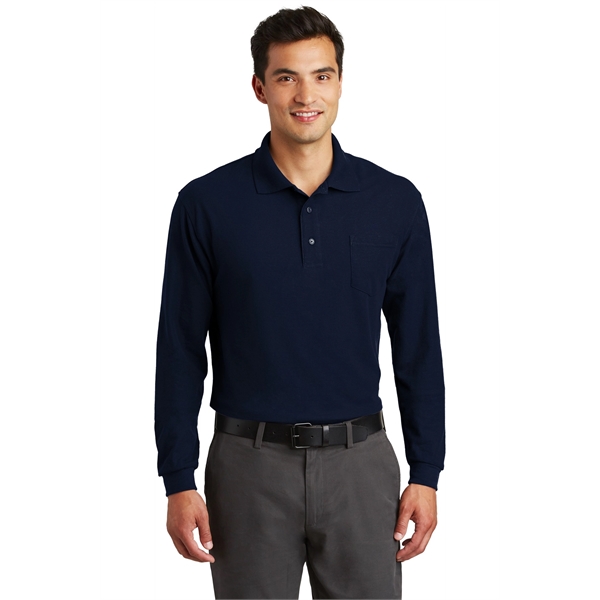 Port Authority Long Sleeve Silk Touch Polo with Pocket. - Port Authority Long Sleeve Silk Touch Polo with Pocket. - Image 13 of 15