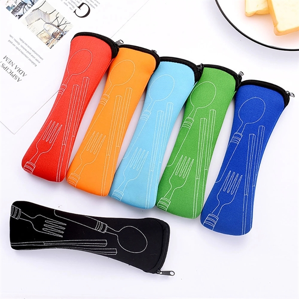 3-Piece Stainless Steel Traveling Cutlery W/ Carrying Bag - 3-Piece Stainless Steel Traveling Cutlery W/ Carrying Bag - Image 3 of 4