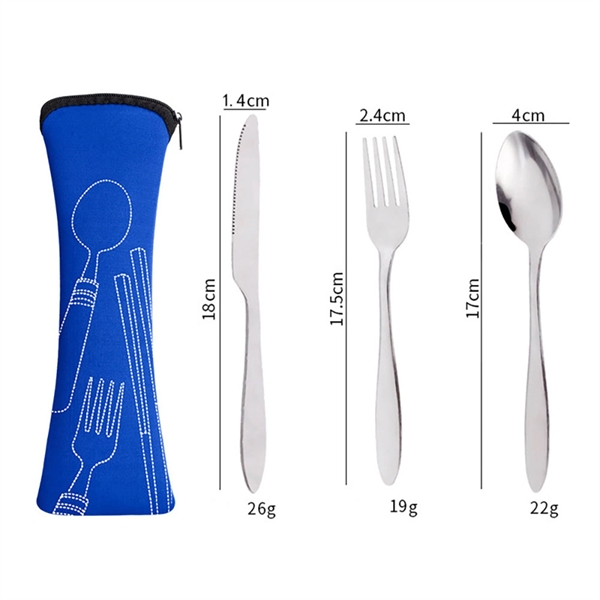 3-Piece Stainless Steel Traveling Cutlery W/ Carrying Bag - 3-Piece Stainless Steel Traveling Cutlery W/ Carrying Bag - Image 4 of 4