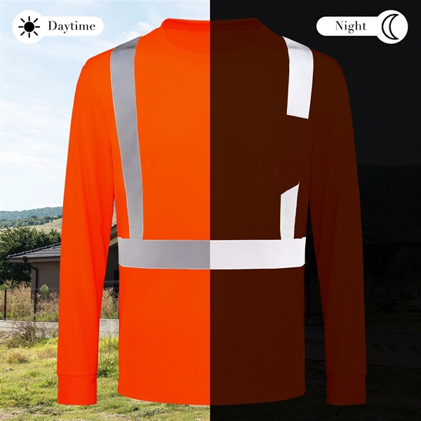 4 Oz. Class 2 Long Sleeve Hi Vis Reflective Safety T-Shirt - 4 Oz. Class 2 Long Sleeve Hi Vis Reflective Safety T-Shirt - Image 1 of 4