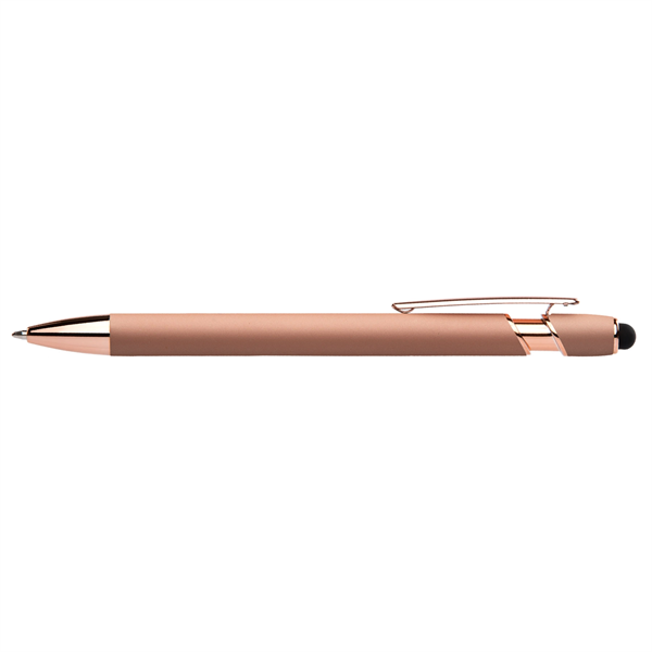 Stylus-4562 Soft Touch Ballpoint Pen with Rose Gold Accents - Stylus-4562 Soft Touch Ballpoint Pen with Rose Gold Accents - Image 4 of 6