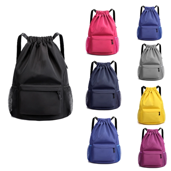 Large-Capacity Travel Backpack With Drawstring Pockets - Large-Capacity Travel Backpack With Drawstring Pockets - Image 1 of 1