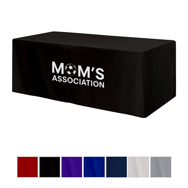 Fitted Poly/Cotton 3-Sided Table Cover - Fits 8' Standard...