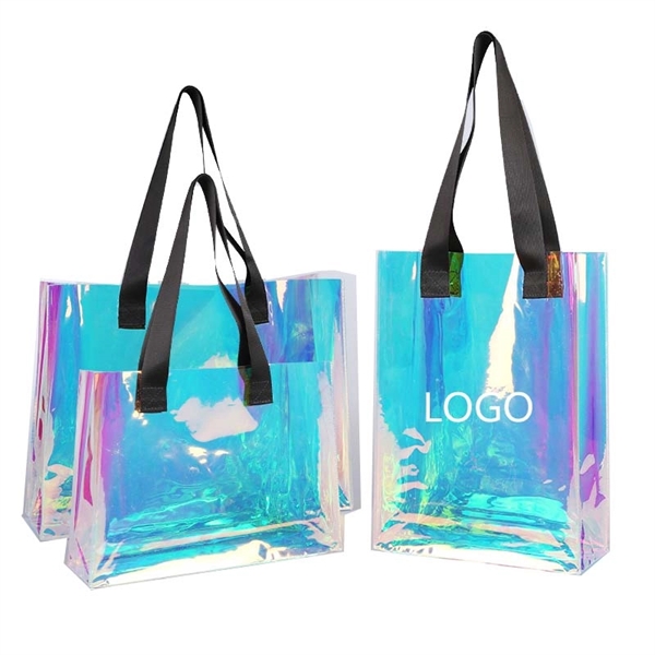 Custom PVC Holographic Rainbow Iridescent Tote Bag - Custom PVC Holographic Rainbow Iridescent Tote Bag - Image 0 of 3