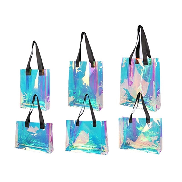 Custom PVC Holographic Rainbow Iridescent Tote Bag - Custom PVC Holographic Rainbow Iridescent Tote Bag - Image 1 of 3