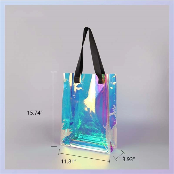 Custom PVC Holographic Rainbow Iridescent Tote Bag - Custom PVC Holographic Rainbow Iridescent Tote Bag - Image 2 of 3