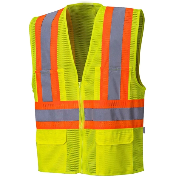 Hi Vis Class 2 Reflective Zipper Mesh Safety Vest 4 Pockets - Hi Vis Class 2 Reflective Zipper Mesh Safety Vest 4 Pockets - Image 2 of 8